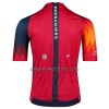 Completo Maglia + Pantaloncino con bretelle 2023 INEOS Grenadiers Manica Corta Rosso Blu Scuro
